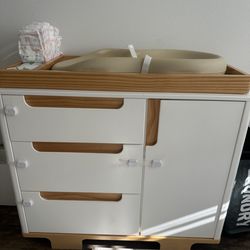 Babyletto Yuzu 3-Drawer Changer Dresser with Changing Tray – White/Natural