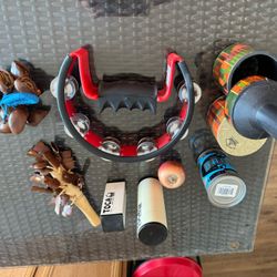 Set Of 8 Assorted Music Shakers and Pearl Ultragrip Steel Tambourine 