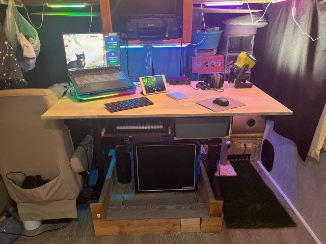 TOPSKY Dual Motor Electric Adjustable Standing Computer Desk Black Frame with 54"x23.4"x1.2" Oak Board