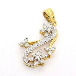 White Diamond Vintage Style Flower Pendant 18k Yellow Gold .37ct G/H #32349