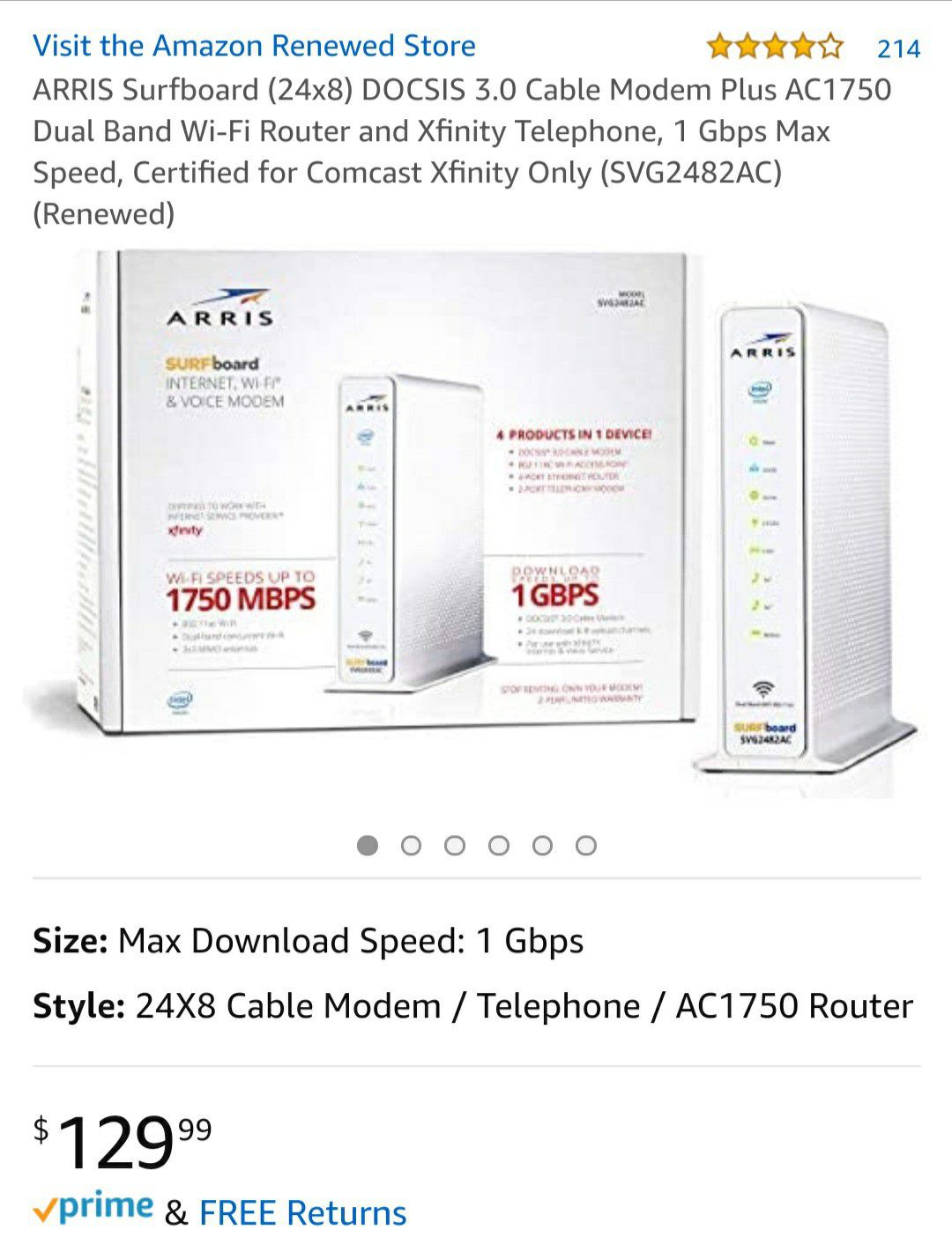 ARRIS Surfboard Internet, WiFi & Voice Modem