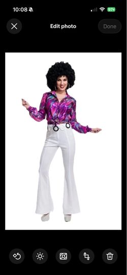 Charades Women's 1970's Disco White Pants, White, Adult Medium Flare Bottoms