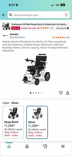 🚨 Brand New Aotedor Electric Wheelchair – Dual Batteries – 35 Mile Range – $1,100 OBO