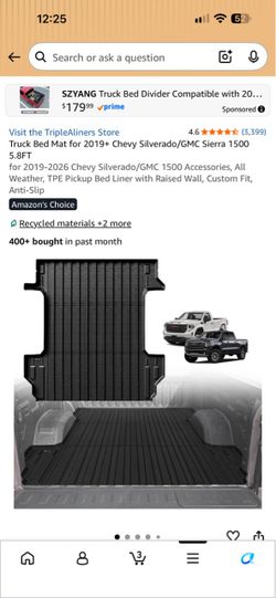 Truck Bed Mat for 2019+ Chevy Silverado/GMC Sierra 1500 5.8FT for 2019-2026 Chevy Silverado/GMC 1500 Accessories, All Weather, TPE Pickup Bed Liner wi