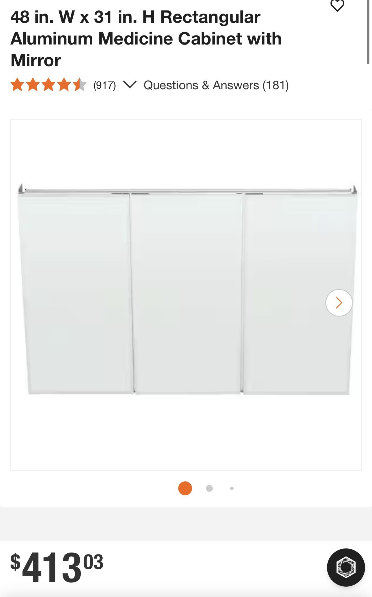 48 in. W x 31 in. H Rectangular Aluminum Medicine Cabinet with Mirror (917)