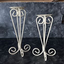 (2) Candle Holders - Shabby Chic Style