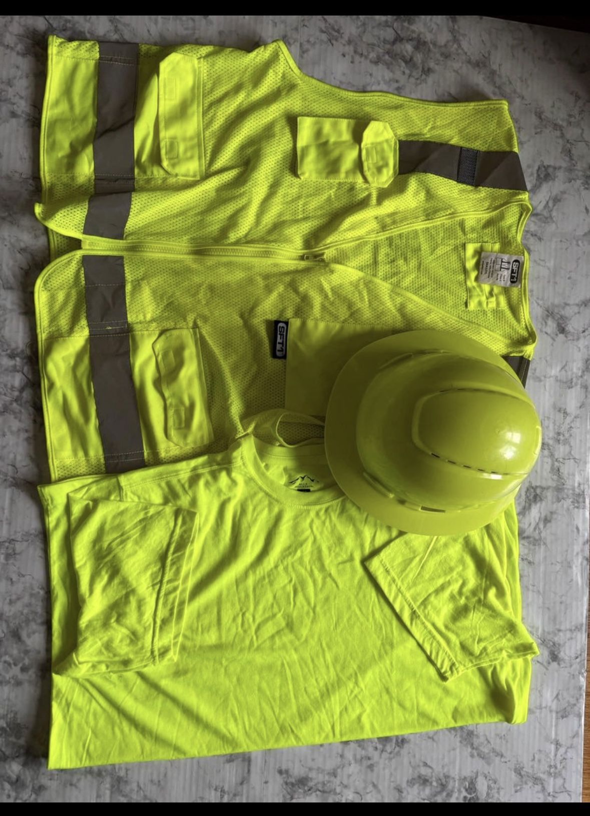 Safety helmet with safety vest and shirt