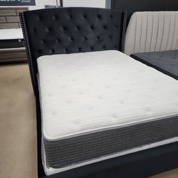 Black Velvet Wingback Bed Frame