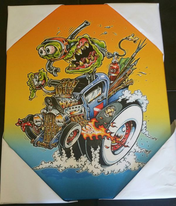 Classic Rat Fink Style Hot Rod Canvas Art For Sale In San