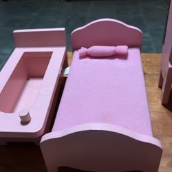 13 Pc  Of Wood Doll House Furniture 