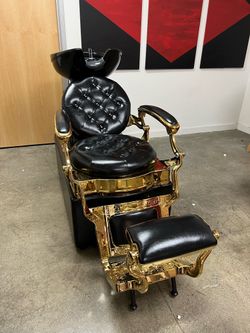 Gold Back Wash Ceramic Shampoo Bowl Station Barberpub #9010
