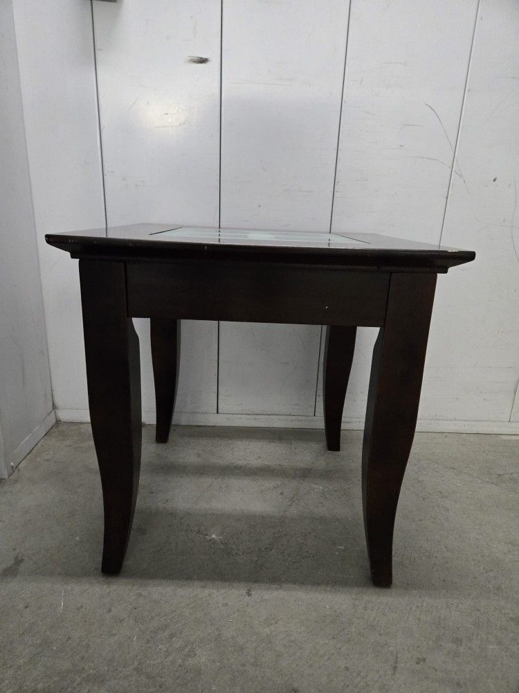 Solid Wood Side Table $ 70 With Glass Top