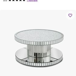 Coffee Table 40” Round Clear Mirror 