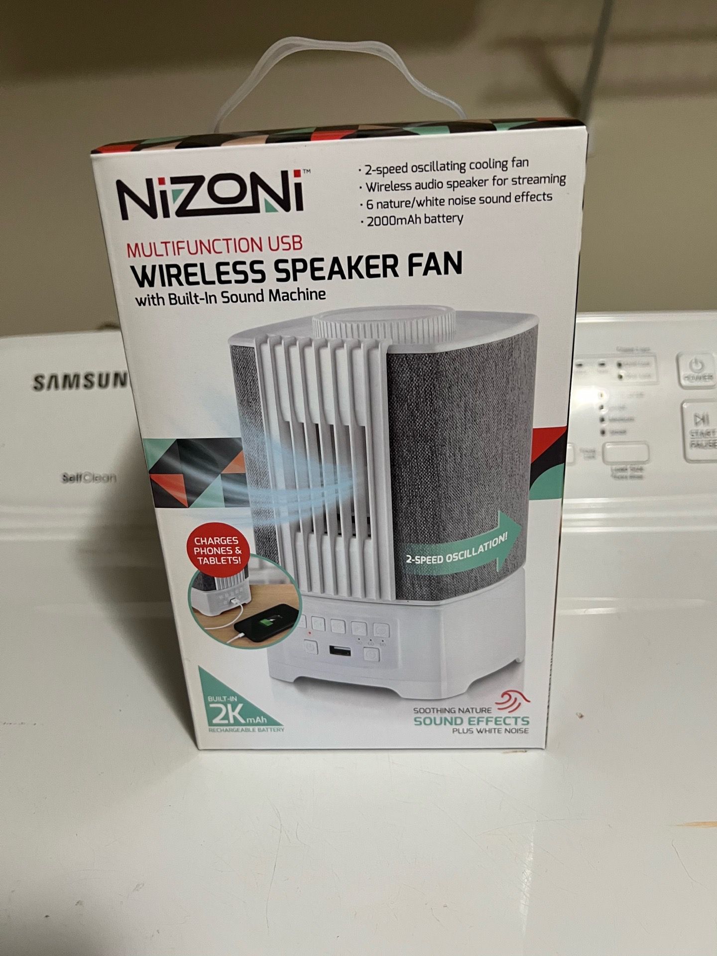 NIB Nizoni Multifunction USB Wireless Speaker Fan with built in sound machine