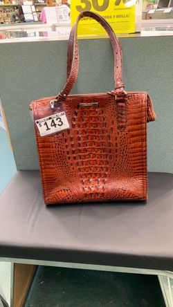 Brahmin Brown Croc-Embossed Leather Tote Bag