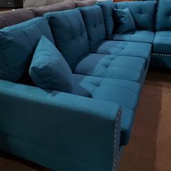 Torquoise Sectional Couch 