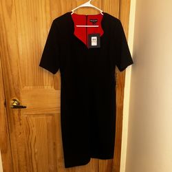 Halston LBD Dress W/ A Red Twist, NWT! S-12