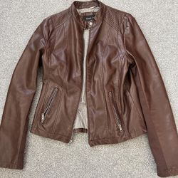Brown Leather Jacket - Size Small