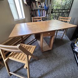 Mid-Century Collapsible, scandavaian design drop leaf dining table