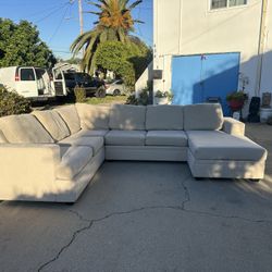 Beige Sectional Sofa Couch 