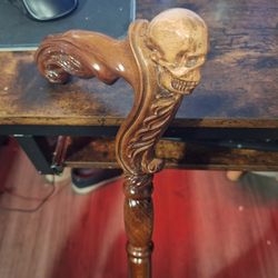 Hand Carved Skull Cane 37 Inches