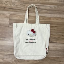 Sanrio Hello Kitty Plush Mascot Tote Bag Cream 2020 Red Gingham Accents