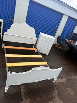 Full bed frame and wood dresser 37 high - 29 wide - 16 deep