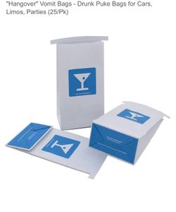 "Hangover" Vomit Bags - Drunk Puke Bags for Cars, Limos, Parties (25/PK)