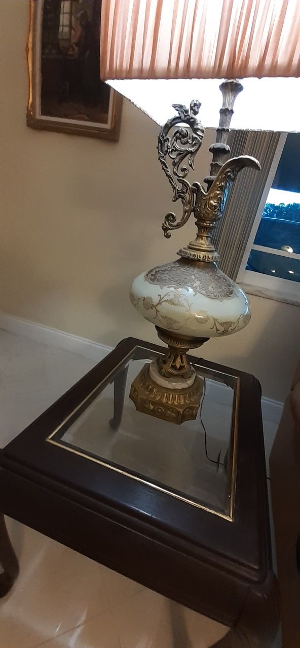 Antique bronze and marble lamps