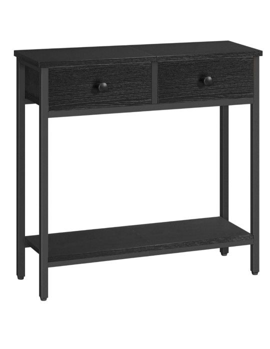 HOOBRO 29.5" Narrow Console Table with 2 Fabric Drawers, Small Entryway Table with 2-Tier Storage Shelves, Sofa Table, Behind Couch Table, for Living 