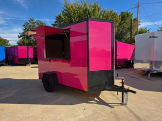 2027 New 5x10 SA Screwless Vending Enclosed Trailer | Blackout | Spoiler Package | .08 Polycor | Dexter Axle | 1283 (PINK