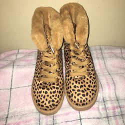 Cheetah Print Fur Boots