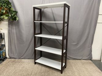 White & Brown Open 5-Tier Display Shelf