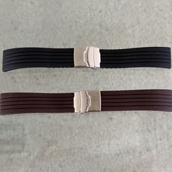 New 24mm Quick Release Pin Watch Band Strap $19 Each Black Brown Silicone Stainless Steel Deployment Buckle