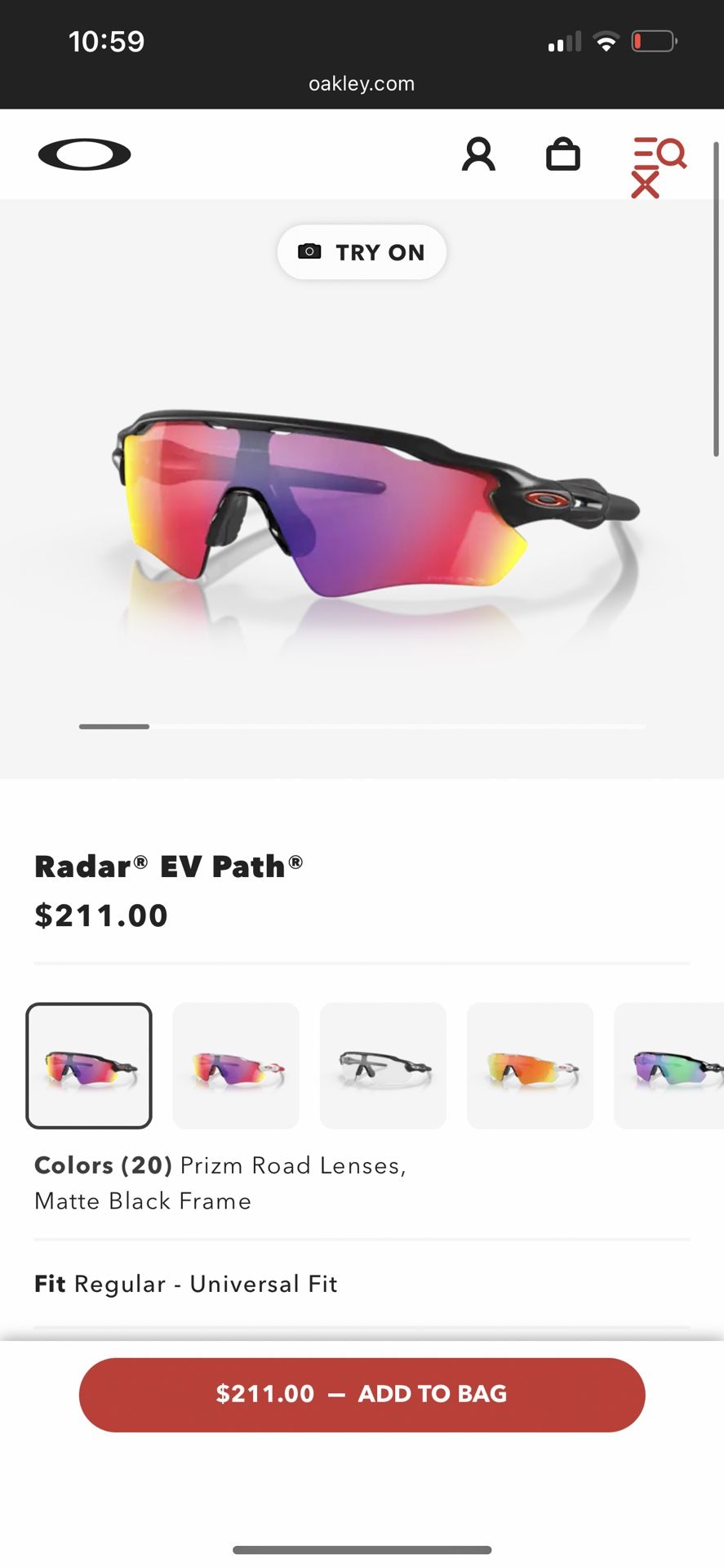 RADAR EV PATH, Blk Mat, Red Oakley