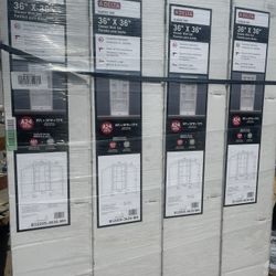 Delta Classic 500 36 in. W × 73.25 in. H × 36 in. D 3-Piece Direct-to-Stud Alcove Shower Surrounds in High Gloss White