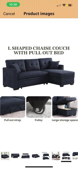 Yafylly L-Shape Couch With Storage and Pullout.