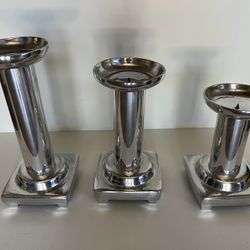 Candle Holders Silver Metal From Pottery barn