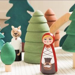 Peg Dolls/ Little Red Riding Hood/ Eco Friendly/ Kids Toys