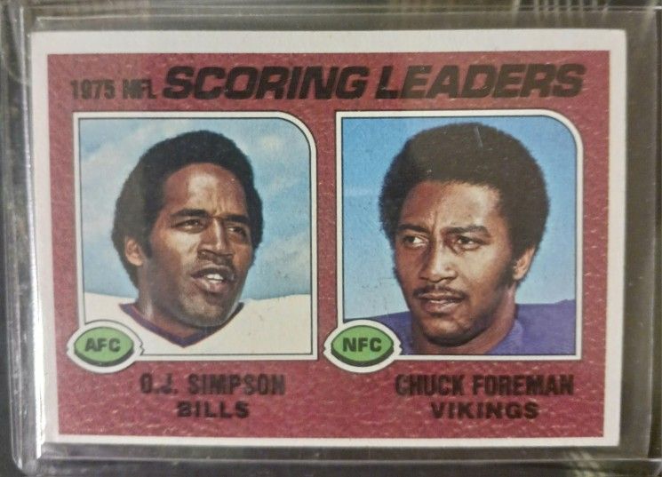 Super Nice 1975 NFL Scoring Leaders O.J. Simpson/ Chuck Foreman Card Near MINT Or Better Condition