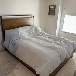 FULL SIZE BED FRAME AND MATTRESS. 