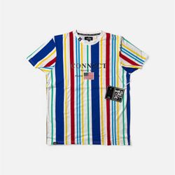 Rise One “CONNECT” Graphic T-Shirt – Multicolor Stripe – Men’s Large – Brand New