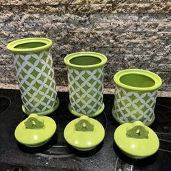 Canister Set Lime Green And White 