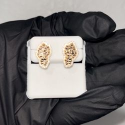 Gold Nugget Earrings With Czs