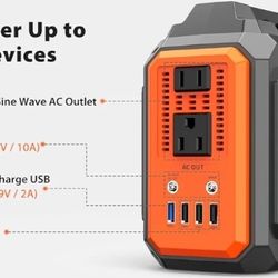 250Wh Portable Power Station with 110V Pure Sine Wave AC Outlet/2 DC Ports/4 USB Ports, CPAP Battery Backup Power Supply, Battery Generator with Flash