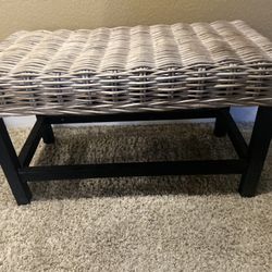 Rattan & Wood Rustic Bench