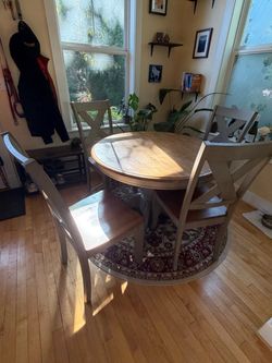 Solid Wood Extendable Dining Table + 4 Chairs - Ophelia & Co.