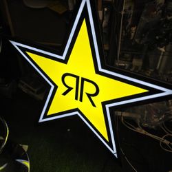 40" Rockstar Energy Drinks LED Light Up Sign Mancave Bar Garage Shop