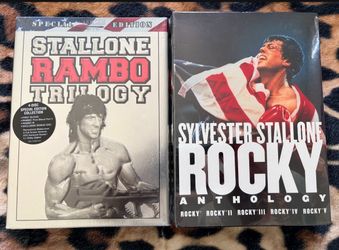 ROCKY AND RAMBO COLLECTION DVD BOX SETS, TIN STEEL, BRAND NEW AND SEALED