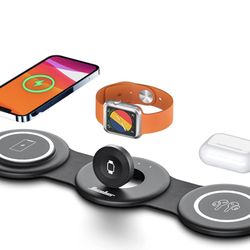 3 in 1 Wireless Charging Station,Hicober Charger Station [Compatible with MagSafe],Foldable Charging Pad for Multiple Devices for iPhone 14 13 12 Pro 